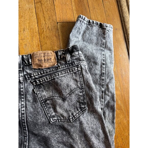 Vintage Acid Wash Denim Jeans 90s Style High Waist Relaxed Fit Unisex Retro Cool - Picture 12 of 13